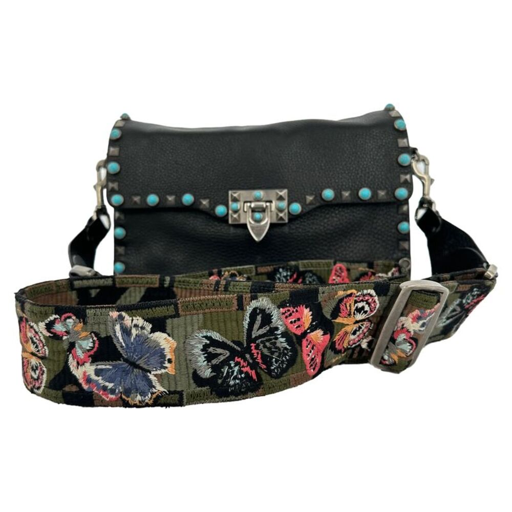 Valentino Garavani Rockstud Rolling Shoulder Bag in Black Leather